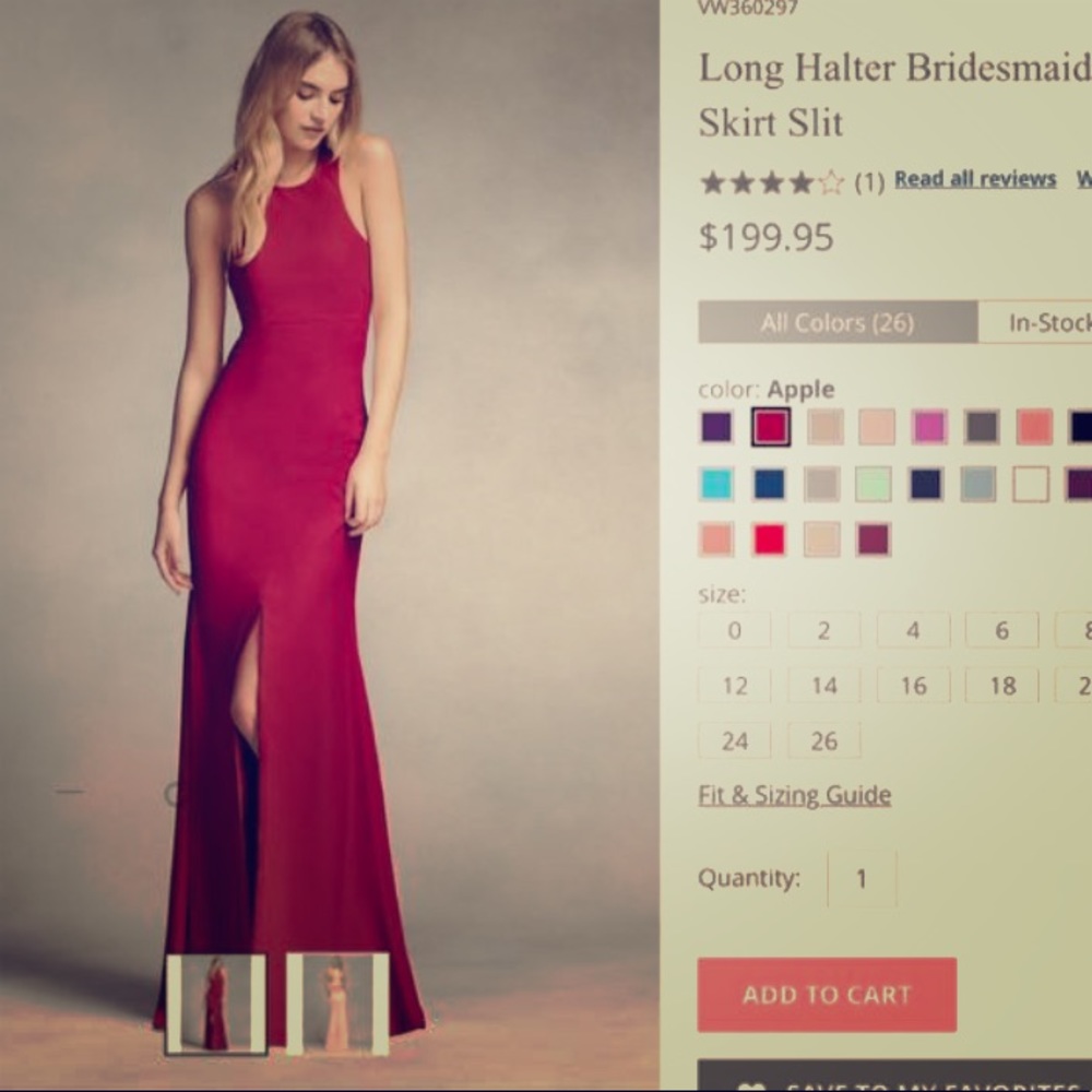 Vera Wang Red halter/racerback dress